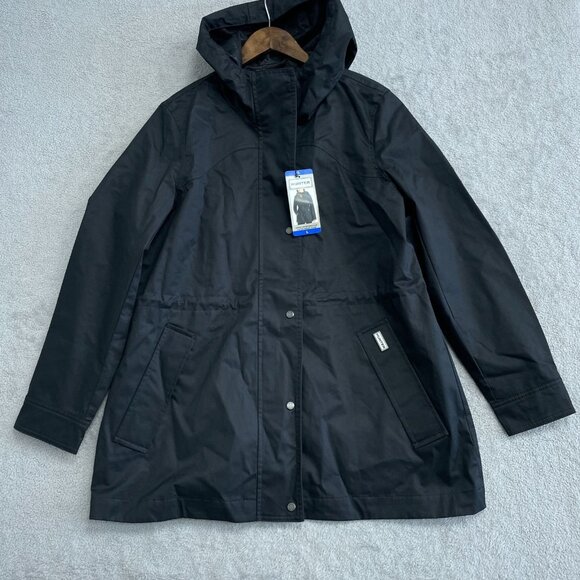 NEW Hunter Women's L Cotton Smock Rain Jacket Hooded Black - Picture 3 of 11